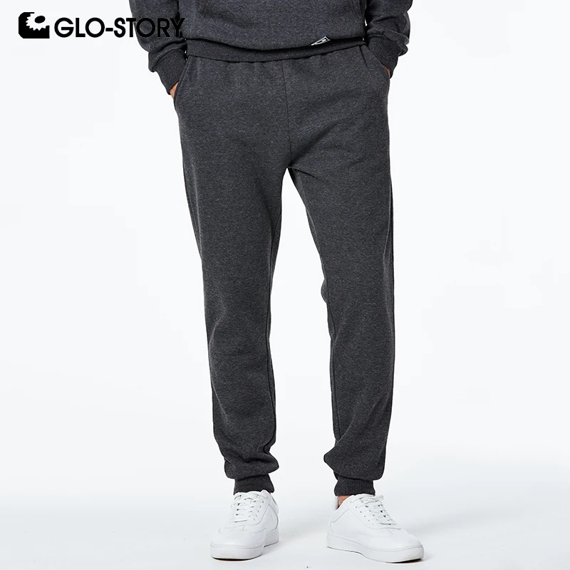 

GLO-STORY Casual Solid Basic Men Sweatpants Drawstring Waist Scalp Pants Male Long Pants Men's Trousers 2019 Winter New MRT-8374