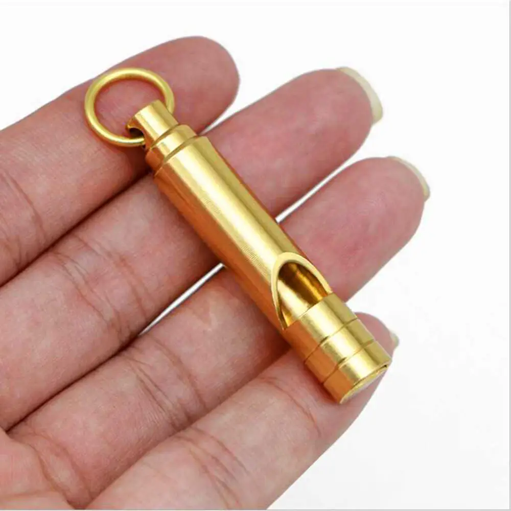 2pcs Mini Vintage Brass Whistle Keyring Keychain For Outdoor Emergency Survival Safety Sport Camping Hunting 2pcs Mini Vintage Brass Whistle Keyring Keychain For Outdoor Emergency Survival Safety Sport Camping Hunting