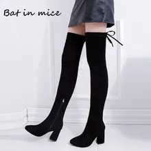 

High quality Winter New women Pumps over the knee Boots Women casual Lace-Up Zipper Snow high Heels Boots shoes Women mujer W175