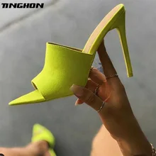TINGHON NEW Summer Fashion Sandals Faux Suede Slingback Mules Peep Toe Heels Women Pumps High Thin Heels Party Sexy Shoes runway colorful rhinestone women pumps slingback round toe high heels crystal wedding shoes new summer sandals women