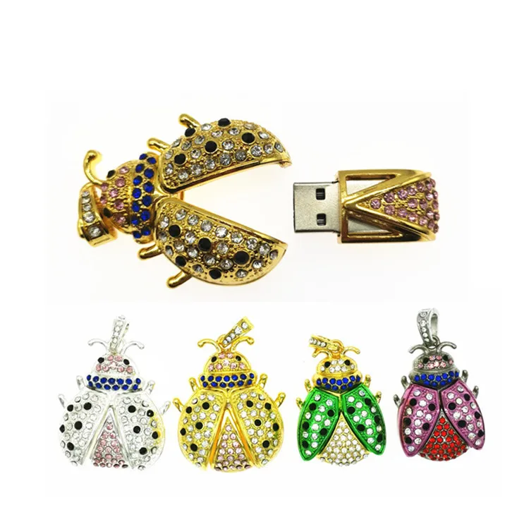 

Crystal Beetle usb 2.0 flash drive Ladybug pen drive 4G memory stick pendrive usb stick 8G u disk 16G 32G free shipping