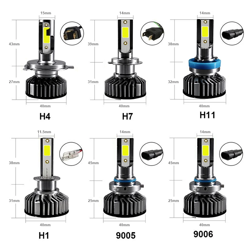 Турбо led h4 мини фара лампа 9005 h8 9006 h11 h7 светодиодная автомобильная 5000 k 50 w 10000lm