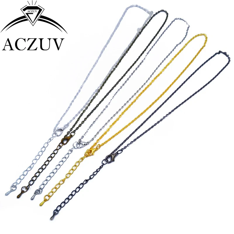 

120piece Multi-Length Multi-Color Optional 2.5mm Flat Cable Link Chain Necklace with Lobster Clasp Extender Findings for Pendant