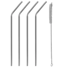 Behogar 4 шт согнутая нержавеющая сталь многоразовая длинная Питьевая соломинка для 30 унций кружка Yeti Rambler чашка с 1 чистящей щеткой