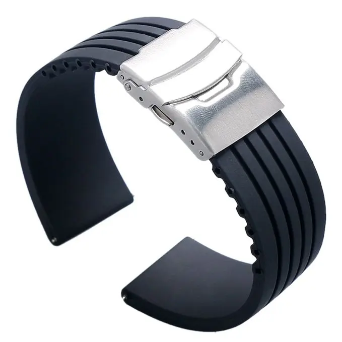 5 colors 18mm 20mm 22mm 24mm Universal Link Bracelet Rubber Silicone Watchband Wrist Strap Soft Waterproof For Men Women Watches