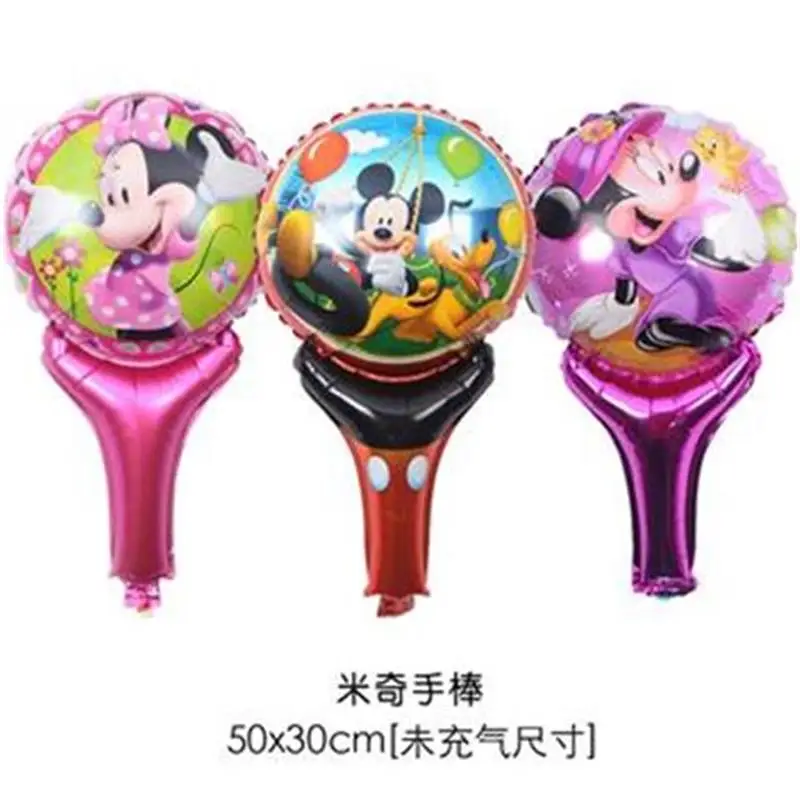 

50*29CM Cartoon Mickey Minnie hand Sticks Foil Balloons Baby Birthday Wedding Party Decorations Kids Toys Supplies