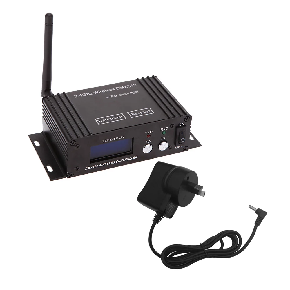 

2.4G Wireless DMX 512 Controller Transmitter Receiver LCD Display Power Adjustable Repeater Lighting Controller