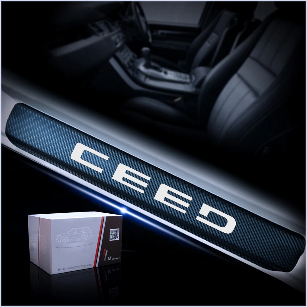 Защита порога автомобиля Накладка для Kia CEED углеродное волокно виниловая наклейка Накладка на порог двери автомобильные аксессуары Стайлинг 4 шт