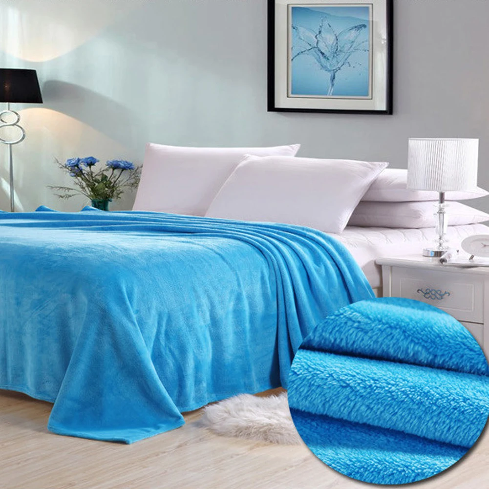 

S/M/L/XL/XXL Soft Warm Coral Fleece Winter Blanket Bedspread Sofa Blankets and Light Thin Mechanical Washing Flannel