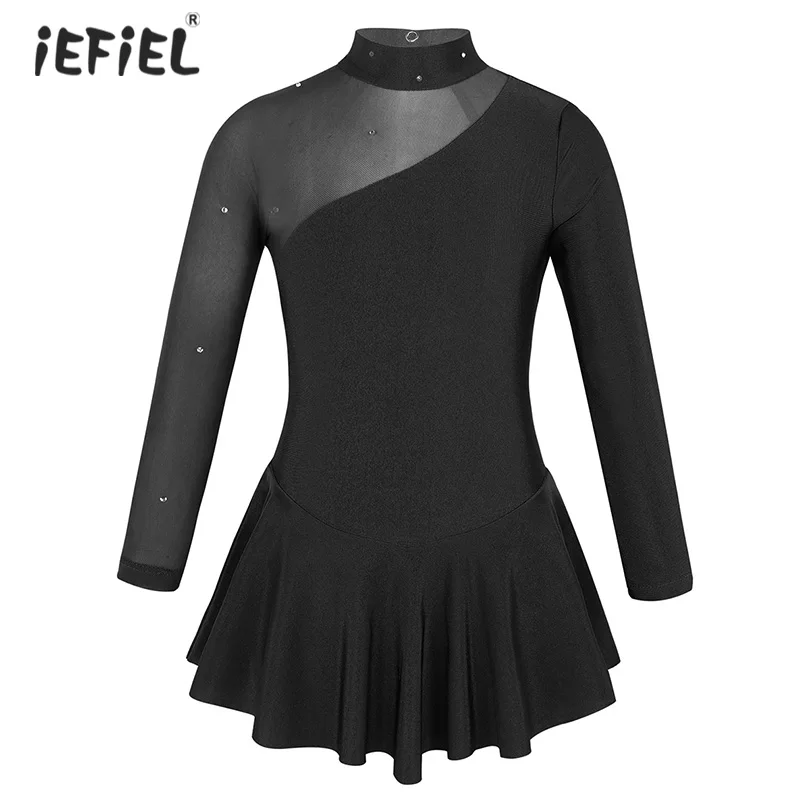 

iEFiEL Toddler Girls Dance Dress Long Sleeve Tutu Ballet Gymnastics Leotard Girls Figure Ice Skating Roller Ballet Dance Dress