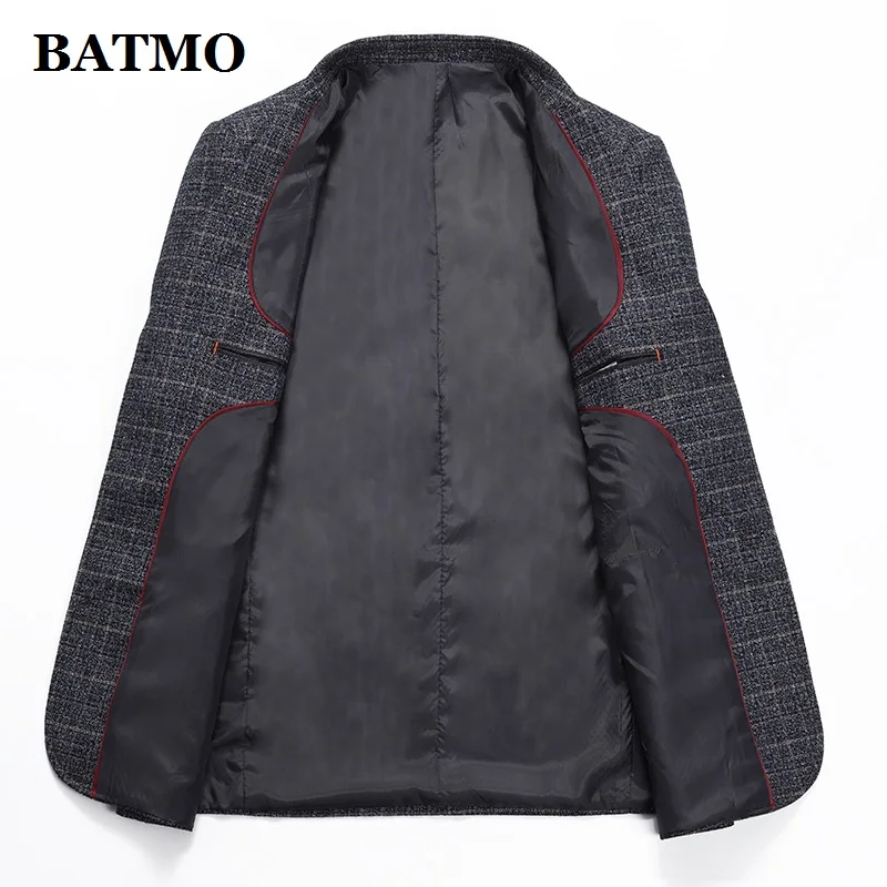 BATMO Новое поступление весенний высококачественный клетчатый Повседневный приталенный Мужской Блейзер, Мужские приталенные куртки, большие размеры QHX902
