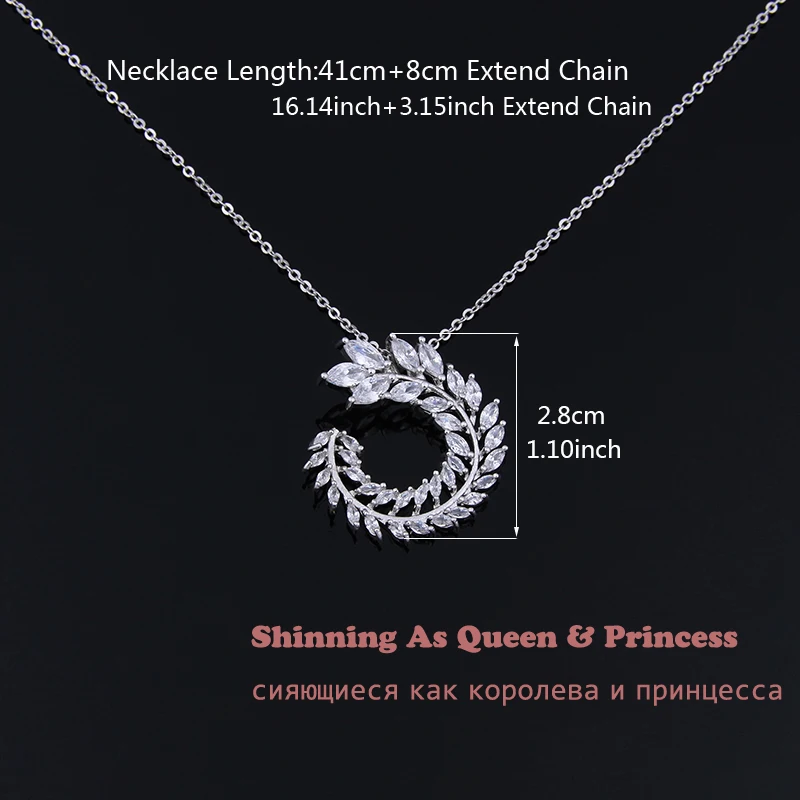 Женское ожерелье в форме оливковой ветки AAA CZ кубический циркон ожерелье s& Подвески для девушек минималистичное ювелирное изделие AN058