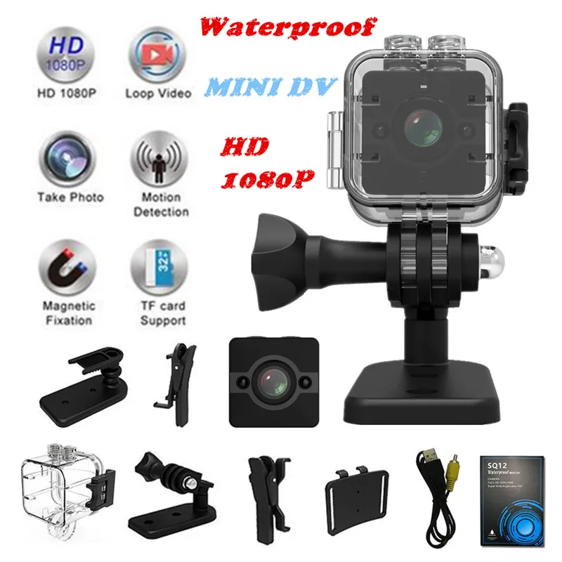 

2018 New Mini Camera SQ12 HD Camera SQ8 SQ11 Upgrade Night Vision 30M Waterproof Mini Camera 1080P Sport Mini