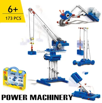 

173pcs Bricks 4 in 1 Power Machinery STEM Building Blocks Crane Catapul Caterpillars Science Educational Toys