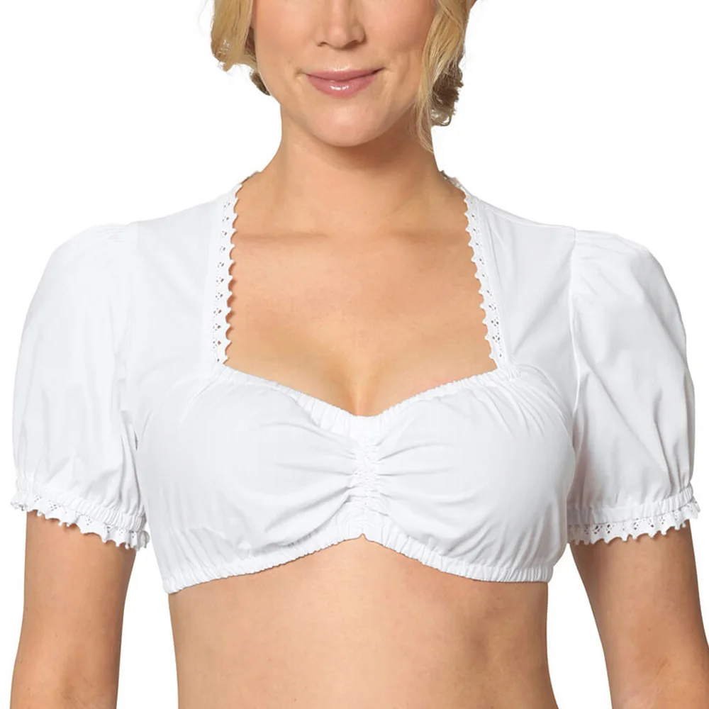 

Joineles Women Sexy Dirndl Blouse Bavarian Oktoberfest Costume German Traditional Beer Festival White Blouse Tube Cropped Tops