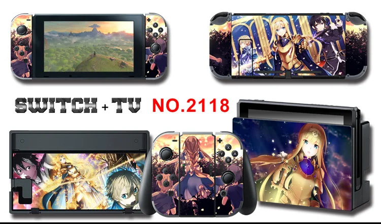 Для nintendo Switch Pain sticker консоль Dock Joy Con полное покрытие цветной бумажной кожи Закаленное стекло протектор экрана от 2000-2305