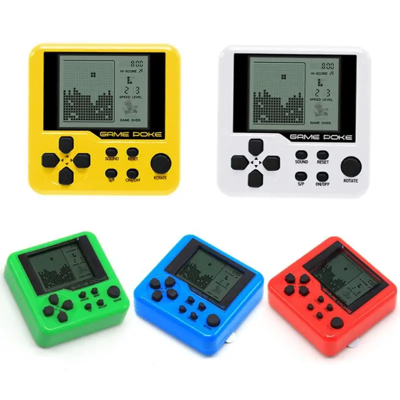 ABS Classic Games Child Tetris Pocket Game Consoles Portable Mini Electronic Pet Games Machine Tetris Brick Gaming Keychain Toys