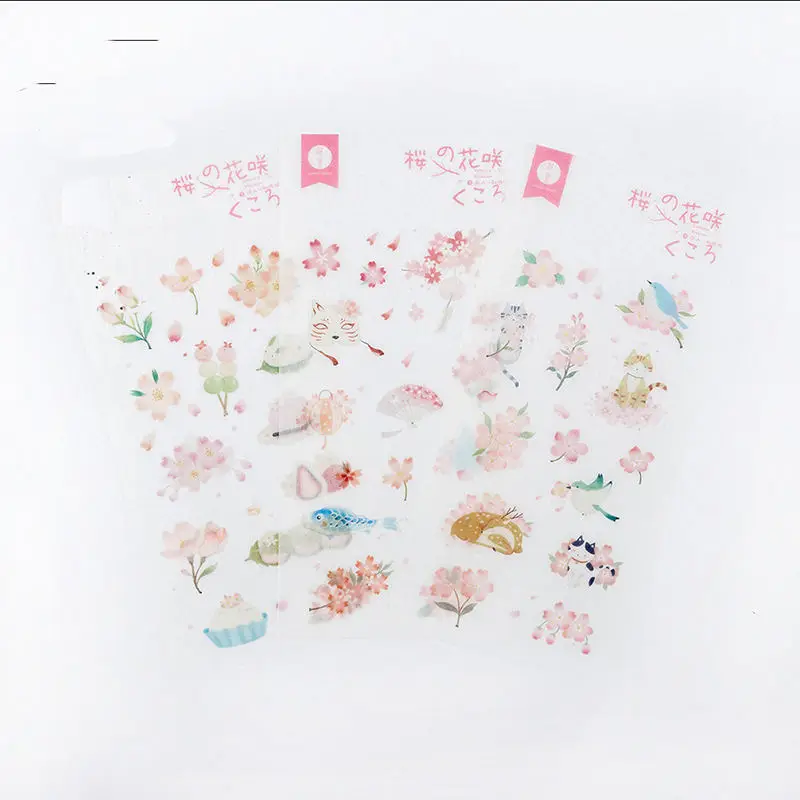 

3PCs Washi Paper Sakura Design Sticker Photo Album Scrapbook Notebook Diary DIY Gift Card Label Home Party Decoration 9.5*19.5cm