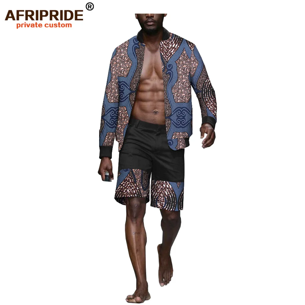 AFRIPRIDE, Африканский летний мужской повседневный костюм, гавайская рубашка с коротким рукавом+ короткие штаны, Дашики, принт, vestidos A1916001