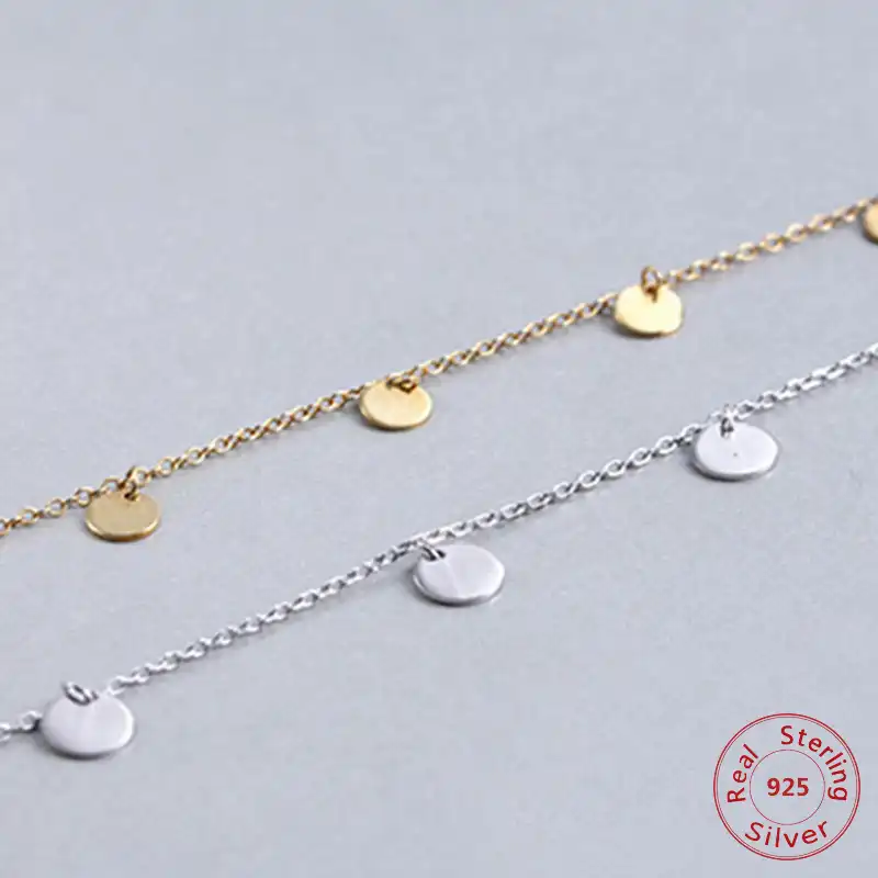 Округлое ожерелье-чокер звено цепи вечерние маленький круг Шарм для женщин розовое золото Мода 925-серебро ювелирные изделия подарок