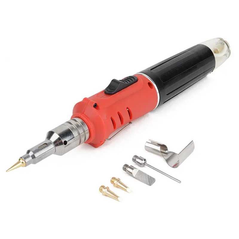 

HS-1115K 10 in 1 Professional Butane Gas Soldering Iron Kit Cordless Welding Torch Solder Tool Kit Better MT-100