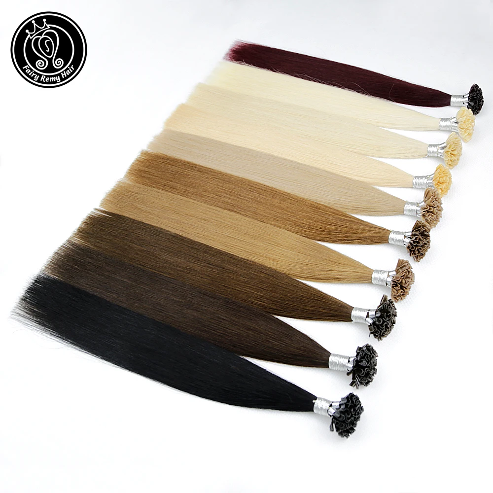 

Fairy Remy Hair Fusion Hair Extensions 1g/s 18 Inch Remy Keratin Pre Bonded Human Hair Extension On the Keratin Capsule Nail Tip