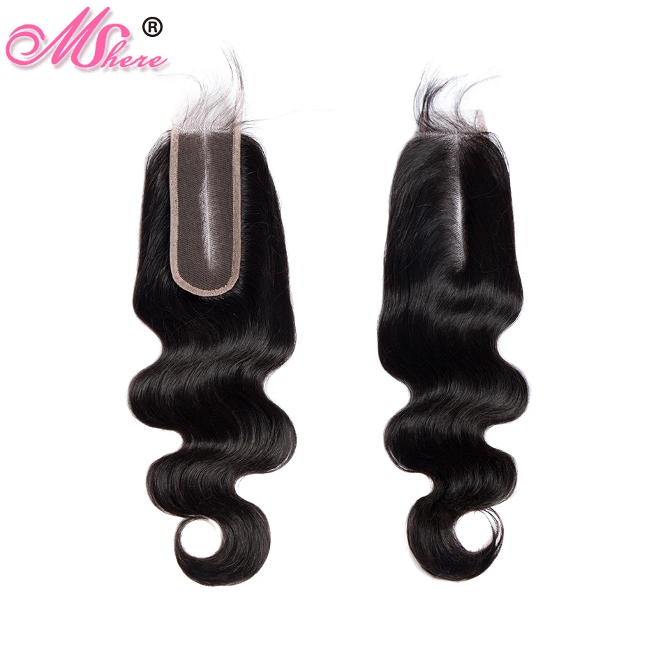 

Brazilian body wave Closure Human Hair 2x6 Inches Middle Part Hairline Lace Closure 130% Density Swiss Lace Remy Mshere Hair 1pc
