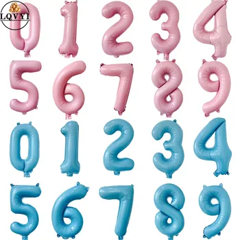 

16inch Byby Pink Blue Slim Number Foil Balloons Party Balloon Birthday Party Wedding Decoration Air Ballons Event Party Supplies