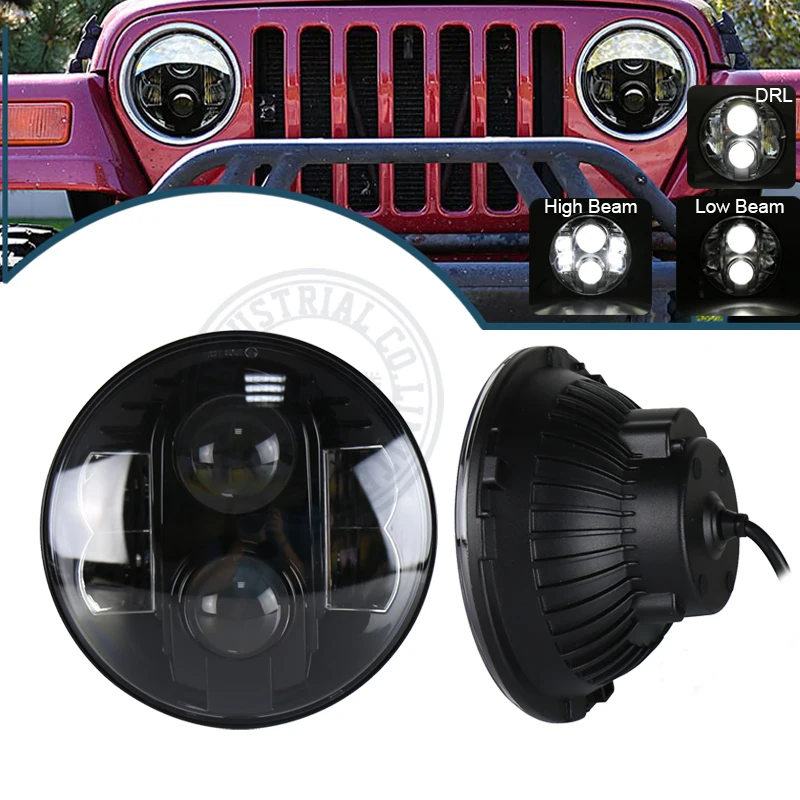 

80w Led Headlights for Land Rover Defender 12V 7inch Round Headlamp for Jeep Wrangler Motorcycle Led faro for Toyota Off road