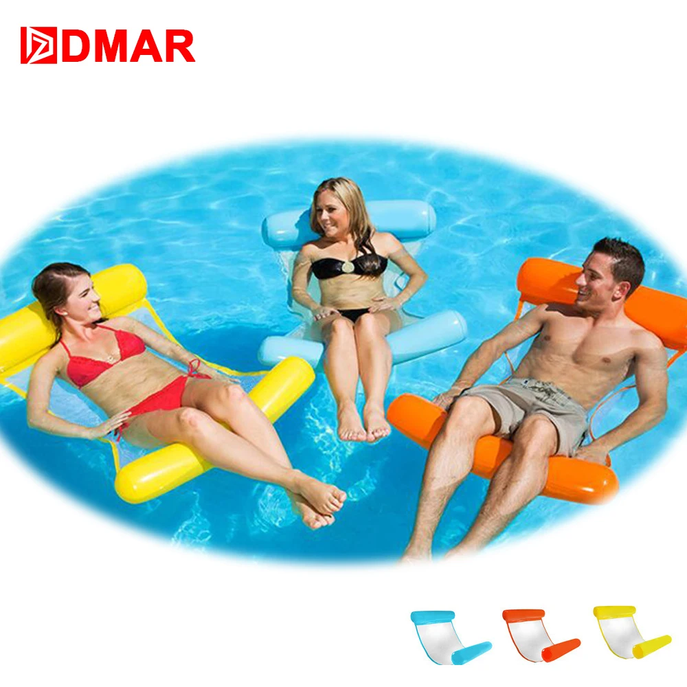 

DMAR 3 Colors Foldable Water Hammock Inflatable Pool Float Air Mattress Beach Bed Toys Lounge Lie-on Swimming Ring Chair