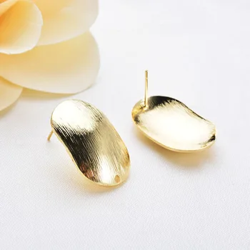

6PCS 24.5x15.5MM 24K Gold Color Brass Long Oval Earrings High Quality Diy Accessories Jewelry Discoveries