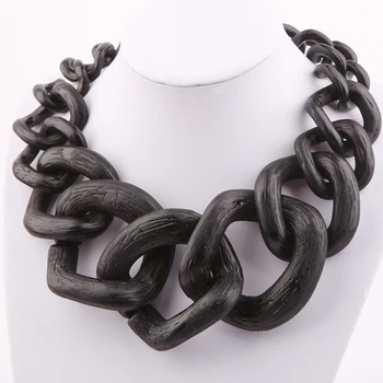 

Boho Costume Jewelry Large Sweater Chain Necklaces Women Big Chunky Matte Acrylic Resin Cuban Chain Necklace Lady Gift NK1004