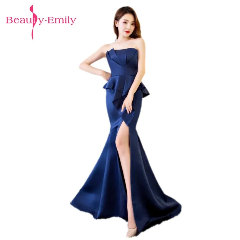 

Beauty Emily Long Sexy Stain Evening Dress 2019 Mermaid Lace Up Formal Party Prom Dress Evening Gowns reflective dress