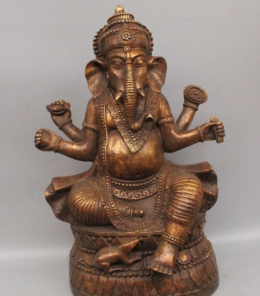 

bir 006481 18" Tibet Tibetan Buddhism Bronze Ganesh Lord Ganesha Elephant God Buddha Statue