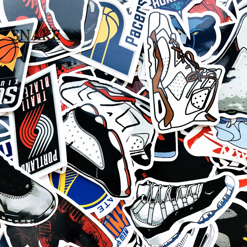 90 قطع بارد NBA نادي شعار AJ رياضية ملصقات ملصق مضاد للمياه محمول سيارة جذع Skateboard Guitar دراجة الشارات