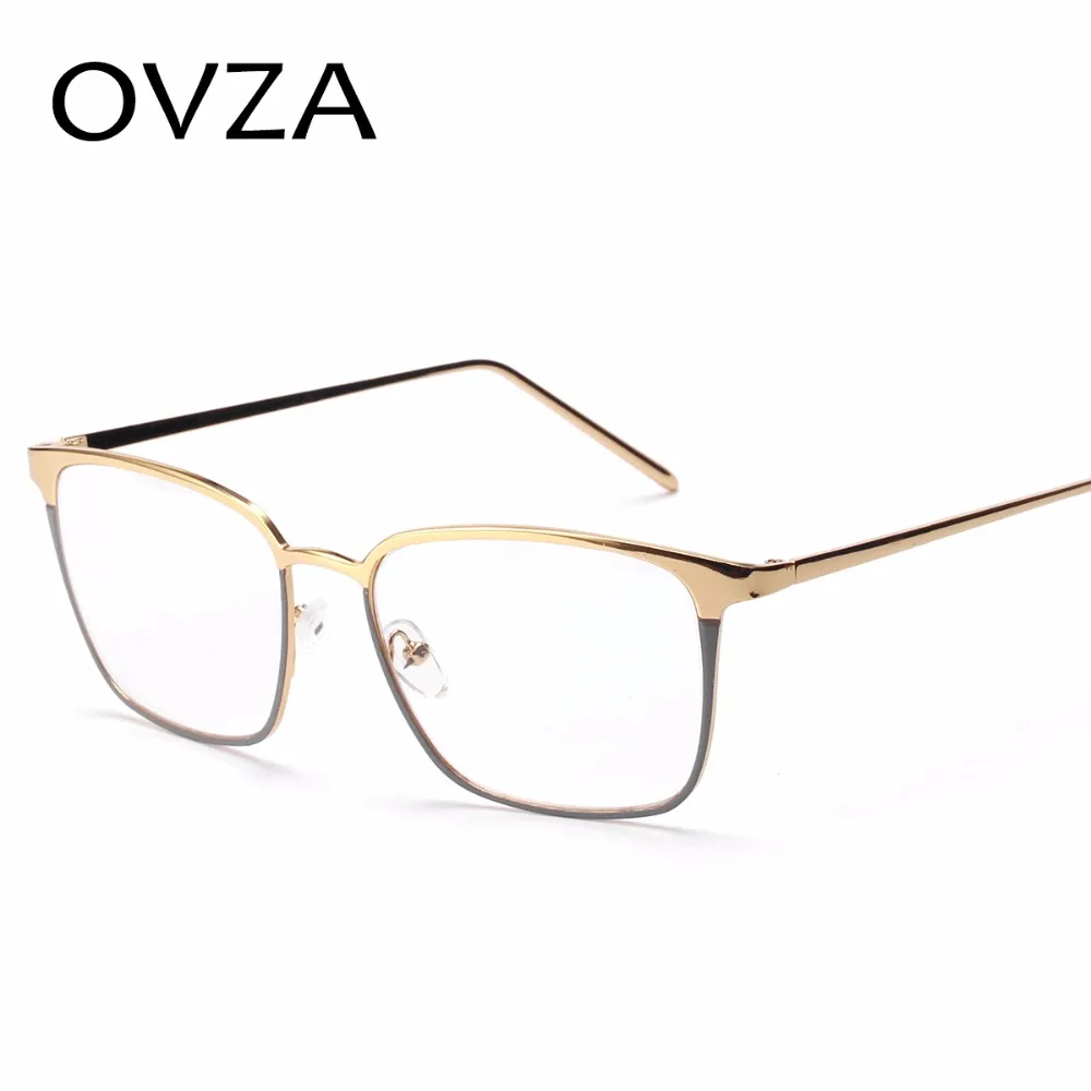 

Ovza Rectangle Fashion Optical Frame Men Golden Metal Women Glasses Frame Vintage Transparent Eyeglasses High Quality S2046