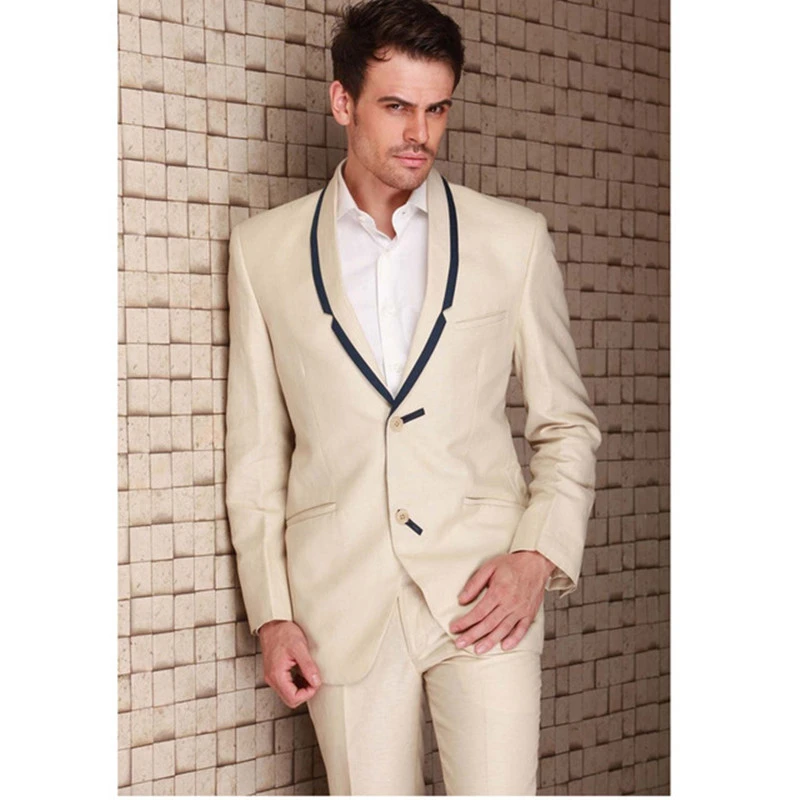 Costume Homme Custom Made Handmade Beige Men Slim Fits Suits Tuxedo Wedding Groom Suits Formal Evening Suits Two Pieces Slim Fit Suit Groom Suitevening Suits Aliexpress