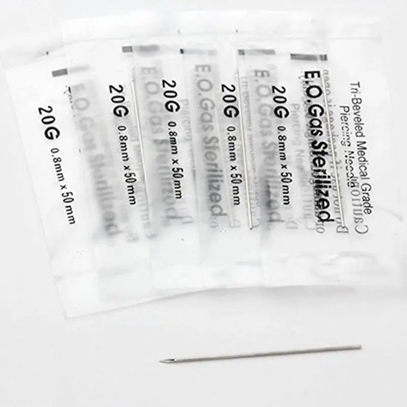 Disposable Ear Nose Piercing Needles Medical Steel E.O. Gas Sterilized Individual Package 12G 14G 16G 18G 20G Body Tool