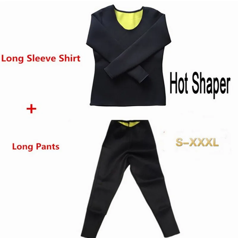 

Neoprene Hot Shaper Long Sleeve TOP + Legging Sweat Sauna Slimming Women Fitness Bodyshape Shapewear Tanks Vest Pants