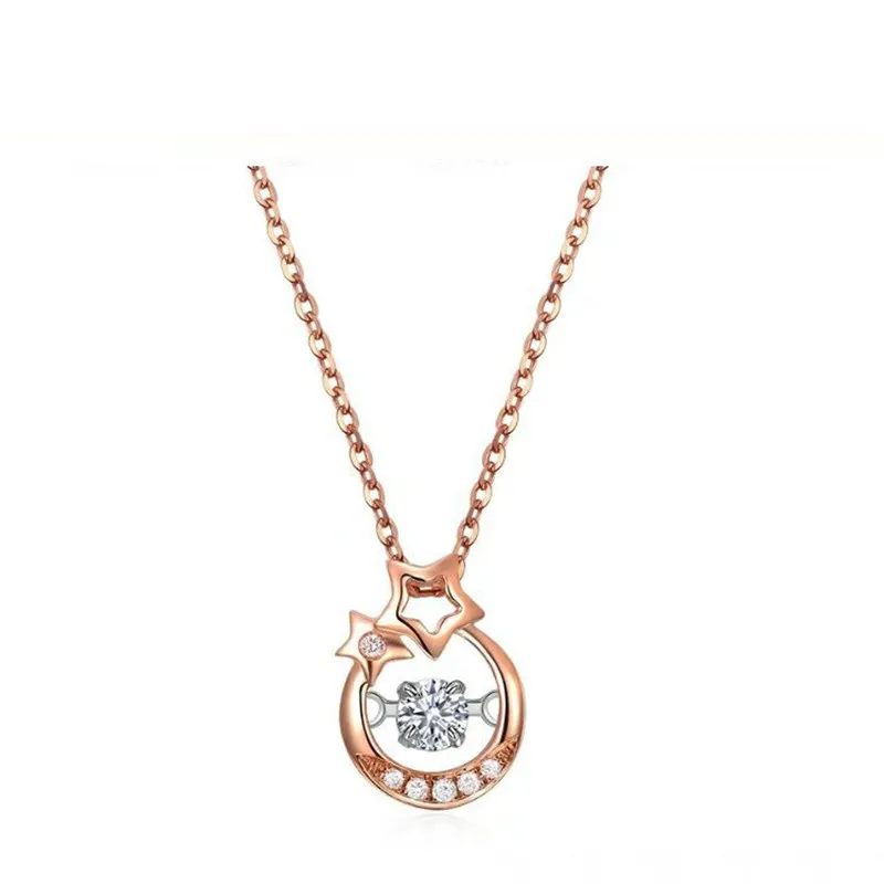

TIFF 925 sterling silver necklace,Star Moon Pendant Fashion Creative Ladies Jewelry gift
