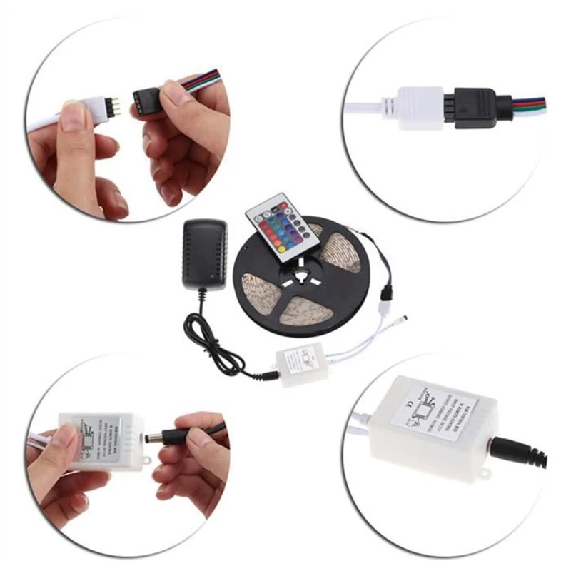 500 см Φ светильник RGB водонепроницаемая светодиодная лента 24 Key Remote Controller Strip Lamp TV