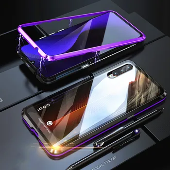 

Original Luxury Metal Magnetic Case For VIVO IQOO Cases Flip cover Case For VIVO IQOO Bumper tempered Glass Metal Frame Coque
