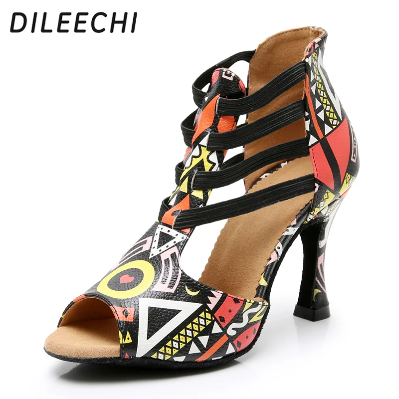 DILEECHI Neue Besondere druck Dance Schuhe Für Frauen Latin Salsa Dance