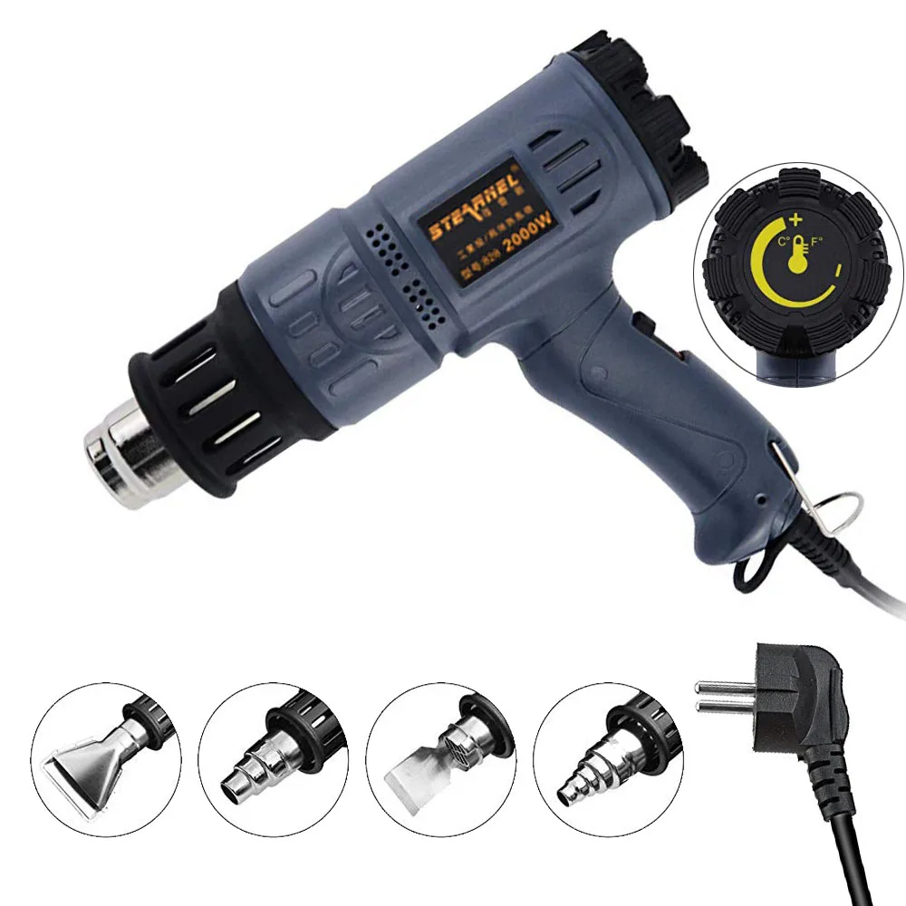 

2000W Heat Gun Kit with Variable Temperature Control with Overload Protection Four Nozzle Attachments