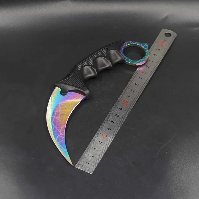 Нож с когтями Karambit CS GO Рогатка из нержавеющей стали с прицелом, тренировочный нож для выживания, походные ножи с фиксированным лезвием, EDC, мульти инструменты