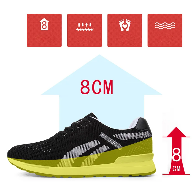 

Heightening Shoes Elevator Shoes Height Increase Shoes for Men Height Increase Insole 8 CM Men Sneakers Sport Black Shoes