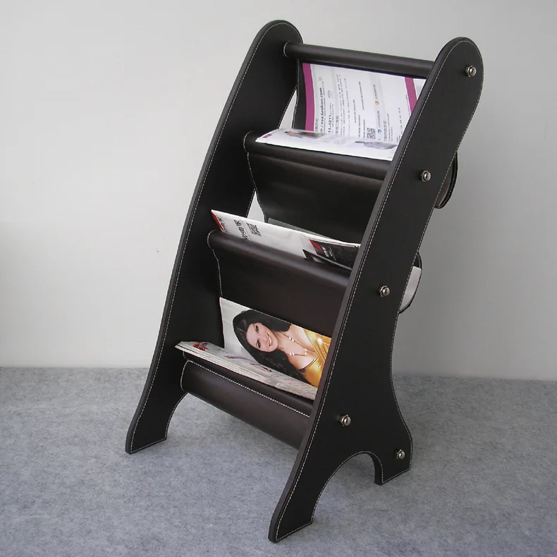 أسود/براون جلد struction مجلة الكلمة صحيفة رف المعرض الرف المنظم حامل براون ZZJ002