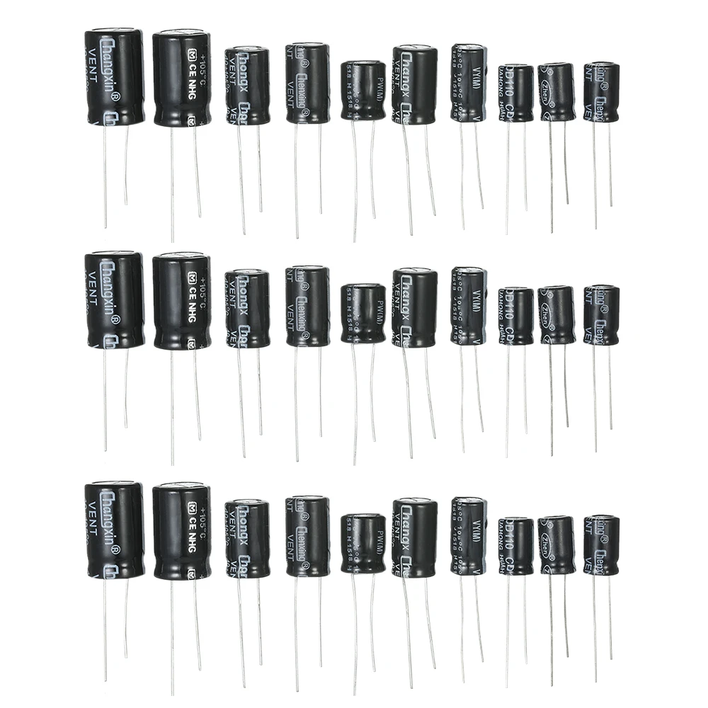 

125pcs 25 Values Electrolytic Capacitors Assorted Kit 1uF-2200uF set capacitor