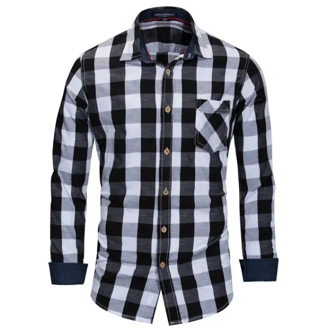 Camisa Social Masculina мужские хлопковые клетчатые рубашки с длинными рукавами большие