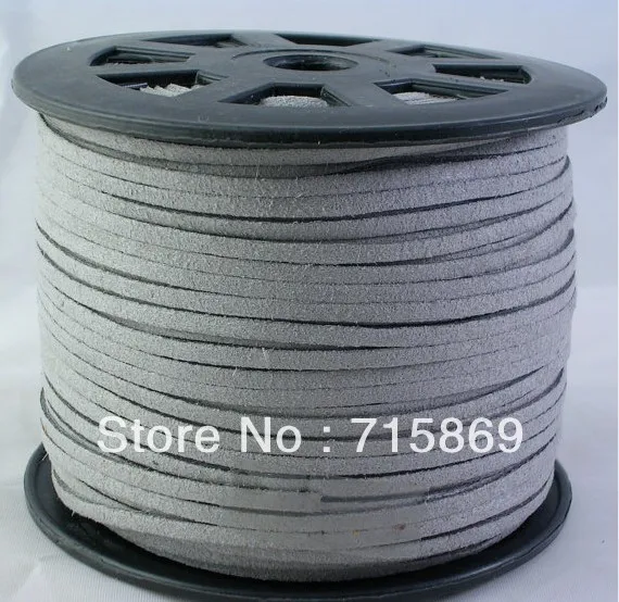 

Gray 100yard 3mm x1.5mm Faux suede leather cord 92m Suede Cord Flat Leather Lace Cord